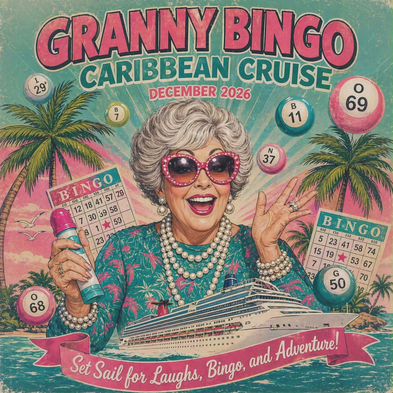 Granny Bingo Cruise December 2026 Pink